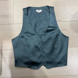 Jason Wu Teal/Green Cropped Satin Vest